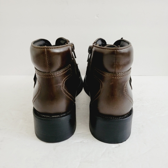 NEW Jeffrey Campbell Announce Brown Zip Lace Up Ankle Bootie Size 6.5 - Picture 5 of 9